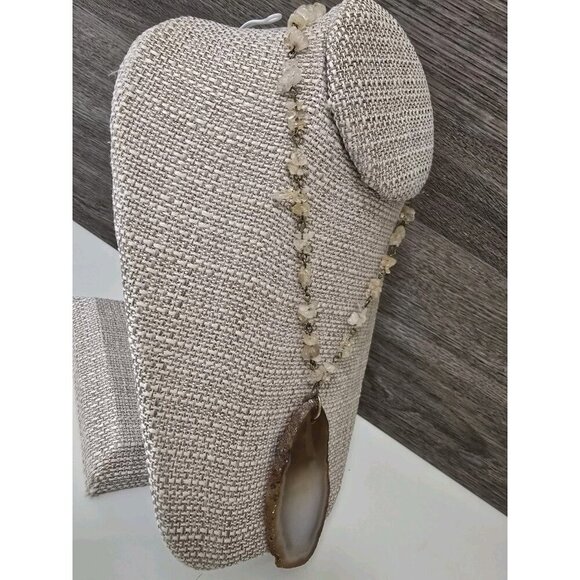 Vintage 70s Natural Stone Agate Geode Pendant Necklace Brown/Ivory Slice - Picture 5 of 7